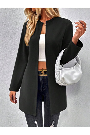 Kadın Uzun Kollu önü Açık Uzun Modal Ceket