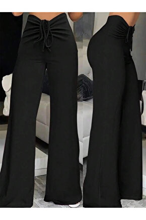 Kadın Yüksek Bel önden Büzgülü Ispanyol Ithal Krep Pantolon