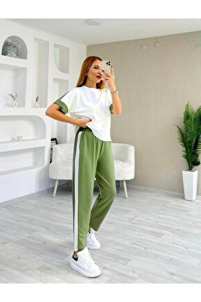 EQURİ Kadın Modal Dokulu Kumaş Yanı şeritli Takım