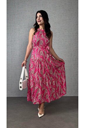 Kadın Omuzlardan Açık Boyundan Geçmeli Desenli Süprem Bluz