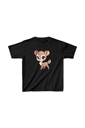 Unisex Çocuk Baskılı T-Shirt - Siyah