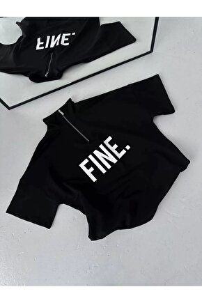 Unisex Bisiklet Yaka Baskılı Oversize T-Shirt - Siyah