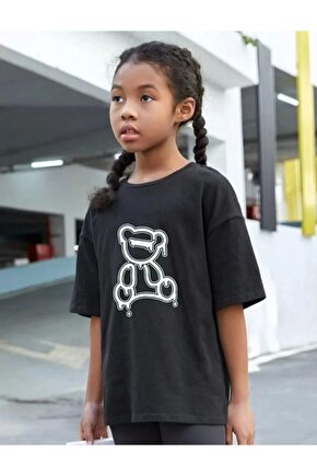 Çocuk Unisex Baskılı T-Shirt - Siyah