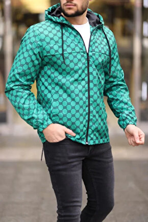 MDB Unisex Kapüşonlu İçi Astarlı Yağmurluk Zümrüt