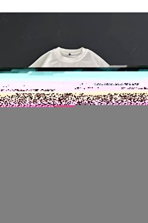 Baskılı Oversize Bisiklet Yaka T-shirt - Beyaz