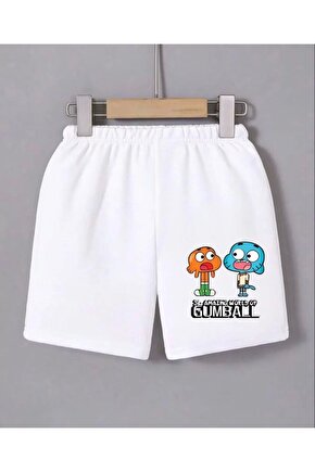 Kadın Beli Lastikli Baskılı Mini Şort - Beyaz