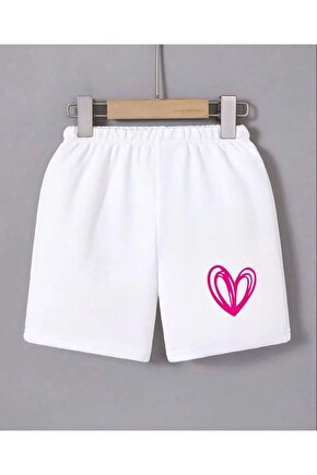 Kadın Beli Lastikli Baskılı Mini Şort - Beyaz