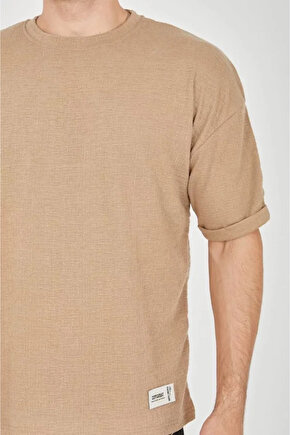 Unisex Kadın Bisiklet Yaka Baskılı T-Shirt - Siyah