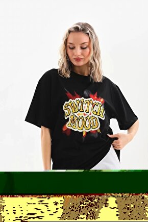 Unisex Oversize Taşlı Bisiklet Yaka T-Shirt - Beyaz