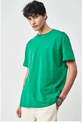 Erkek 241 Düz A Kalite Oversize T-shirt - Yeşil