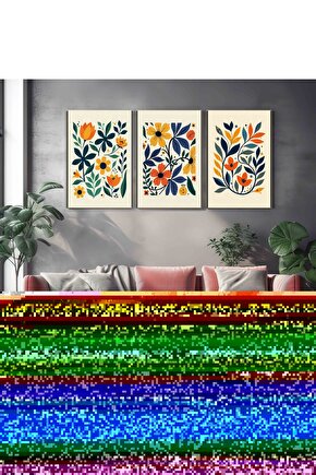 Matisse - Boho - Art Deco - Soyut - Doğa ( 3 lü Çerçevesiz ) Poster - Afiş - Tablo KR2C00668