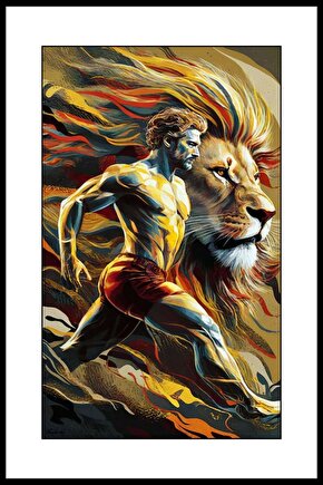 Aslan Adam Digital Art ( ÇERÇEVESİZ - ÇERÇEVE YOKTUR ) ( ULTRA HD ) FOLYO AFİŞ - POSTER