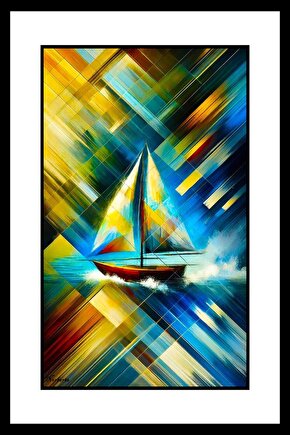Soyut Denizde Yelkenli Digital Art ( ÇERÇEVESİZ - ÇERÇEVE YOKTUR ) ( ULTRA HD ) FOLYO AFİŞ - POSTER
