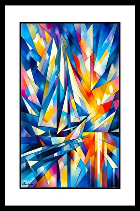 Işıklar İçinde Yelkenli Digital Art ( ÇERÇEVESİZ - ÇERÇEVE YOKTUR ) ( ULTRA HD ) FOLYO AFİŞ - POSTER