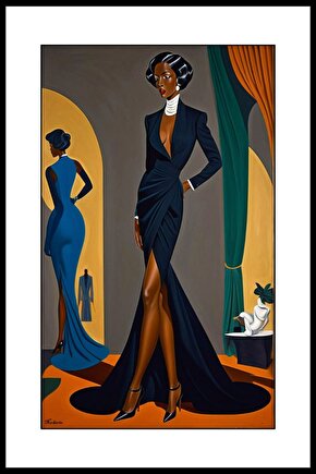 Podyumdaki Kadın Digital Art ( ÇERÇEVESİZ - ÇERÇEVE YOKTUR ) ( ULTRA HD ) FOLYO AFİŞ - POSTER