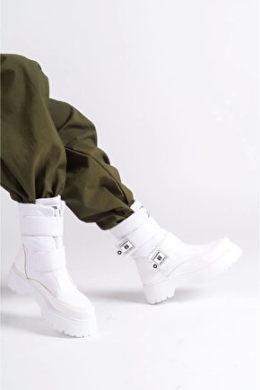 ELISA Cırt Cırtlı Paraşüt Kumaş Rugan Kadın Bot RBT - Beyaz