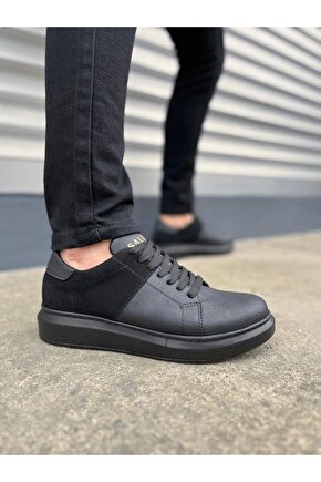 JY151 Boost Bağcıklı Cilt Süet Erkek Günlük Sneaker Ayakkabı CSST - Siyah