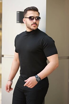 Erkek Yarım Balıkçı Yaka Kısa Kollu Tişört