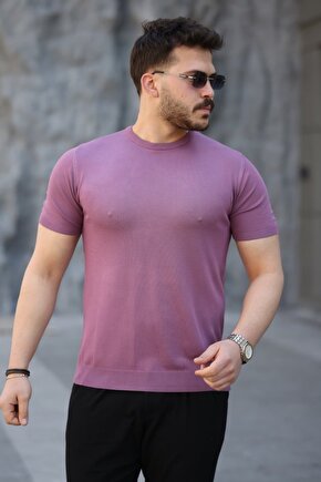 Erkek Viskon Kumaş Bisiklet Yaka Basic Tişört