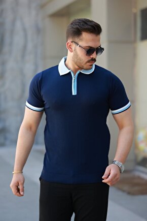 Gökyüzü Moda Erkek Renkli Yaka Kısa Kollu Tişört