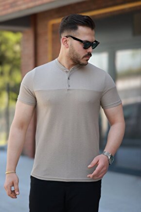 Gökyüzü Moda Erkek Hakim Yakalı Kısa Kollu Pamuklu T-shirt