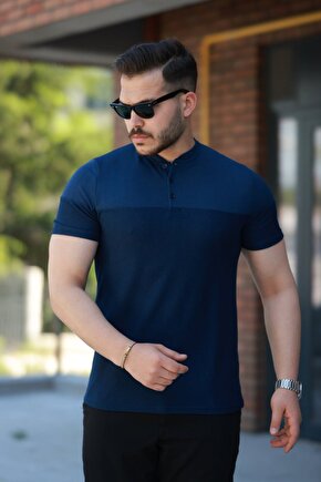 Gökyüzü Moda Erkek Hakim Yakalı Kısa Kollu Pamuklu T-shirt