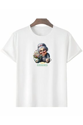 Gökyüzü Moda Anneler Gününe Özel Tasarım Canım Annem Baskılı T-shirt - Beyaz
