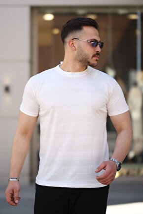 Gökyüzü Moda Erkek Mini Jakarlı Kısa Kollu T-shirt