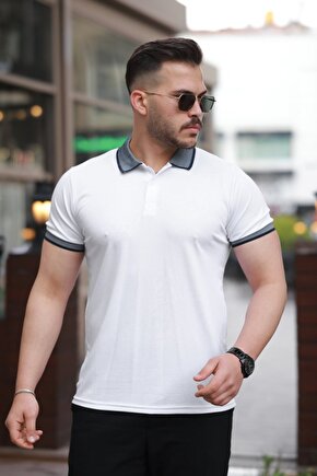 Gökyüzü Moda Erkek Yakalı Kagi Kumaş Kısa Kollu T-shirt