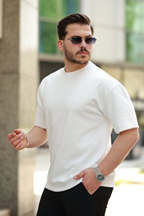 Gökyüzü Moda Erkek Basic Oversize Double Face Kumaş Kısa Kollu Tshirt