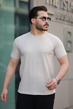 Baskılı Oversize Bisiklet Yaka T-shirt - Beyaz