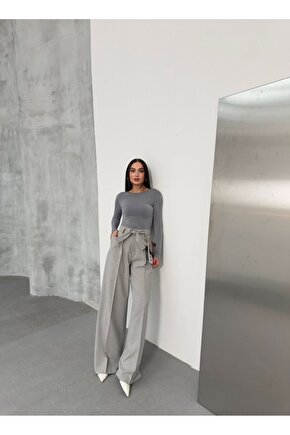 eyesof Sante Çizgili Bel Kuşakli Palazzo Pantolon