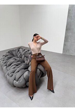 Gökyüzü Moda 230 Gr Poly Viscose Full Lycra Ispanyol Paça Pantolon