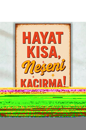 hayat kısa neşeni kaçırma komik eğlenceli motivasyon sözleri duvar yazıları retro ahşap poster tablo