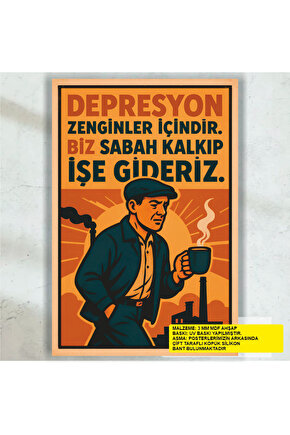 zenginler içindir biz işe gideriz komik esprili sözler duvar yazıları retro ahşap poster
