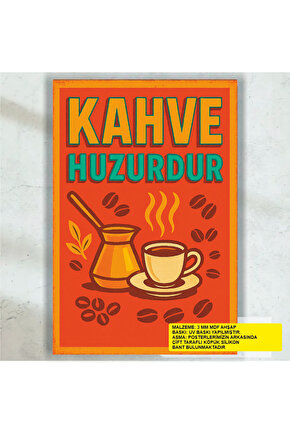 kahve huzurdur ev mutfak kafe dekorasyon tablo retro ahşap poster tablo