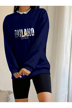 Kadın Uzun Kollu Bisiklet Yaka Desenli Viskon Iki Iplik Bluz