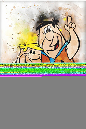 fred çakmaktaş barni moloztaş efsane çizgi film ev dekorasyon tablo retro ahşap poster