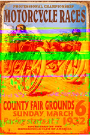 1932 Motor Yarışı Retro Ahşap Poster