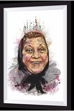 Adile Naşit Gülerken Yeşilçam Sanatsal Çerçeve Görünümlü Ahşap Tablo