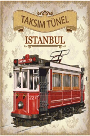 Taksim Tünel Istanbul Tramvay 16 Cm X 16 Cm Retro Ahşap Poster