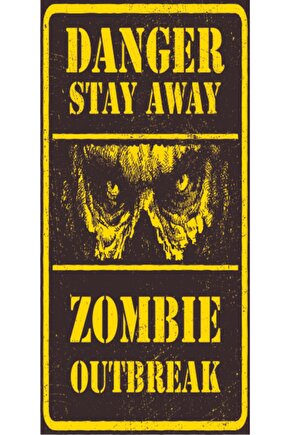 Dikkat Zombi (10 Cm X 20 Cm) Mini Retro Ahşap Poster