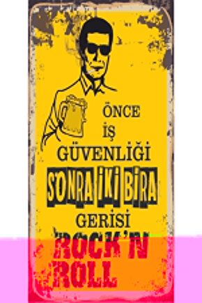 Önce Iş Güvenliği Sonra Iki Bira (10 Cm X 20 Cm) Mini Retro Ahşap Poster