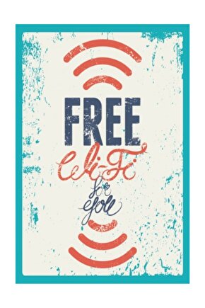 Free Wifi Retro Vintage Ahşap Poster