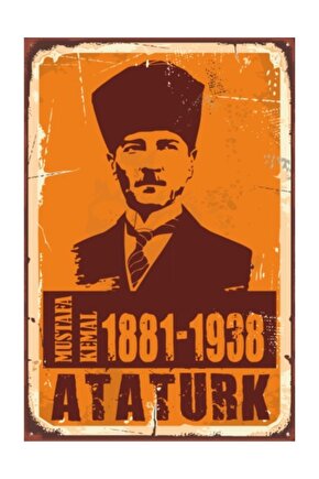Mustafa Kemal Atatürk Retro Vintage Ahşap Poster