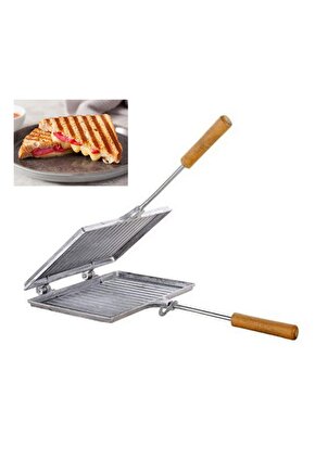 Ahşap Saplı Ocak Üstü Sade Tost Makinesi
