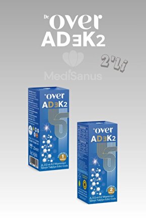 AD3K2, A Vitamini, D Vitamini, K vitamini içeren gıda takviyesi, 20 ml, 400 damla, D3K2 - 2 kutu