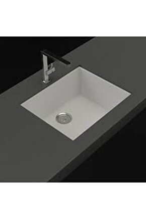 Tezgah Altı Düz Beyaz Granit Evye 47cm X 37 Cm