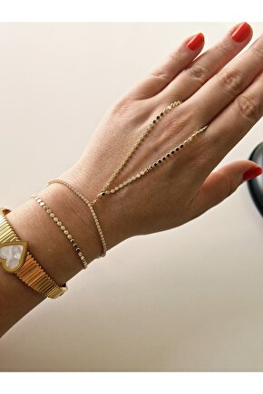 Nokta Zincir Model Zirkon Taşlı Zarif Gold Şahmeran