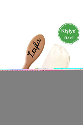 Kişiye  İsme Özel Bebek, Yenidoğan Hediyesi Doğal Keçi Kılı Saç Fırçası Keseli